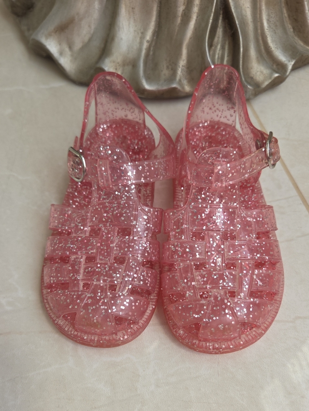 GAP Pink Glitter Jelly Buckle Sandals for Kids